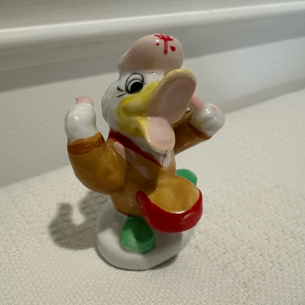 Vintage Multicolor Ceramic Musical Drumming Duck Figurine 3.25” tall x 2.5” wide